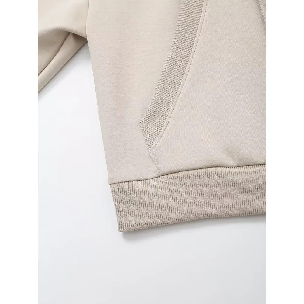 2024 Autumn Women MultiColors 2 Piece Hoodies Set Casual Flare Trousers Sets Interlock Cropped Sweatshirt Plush Front Seam Pants