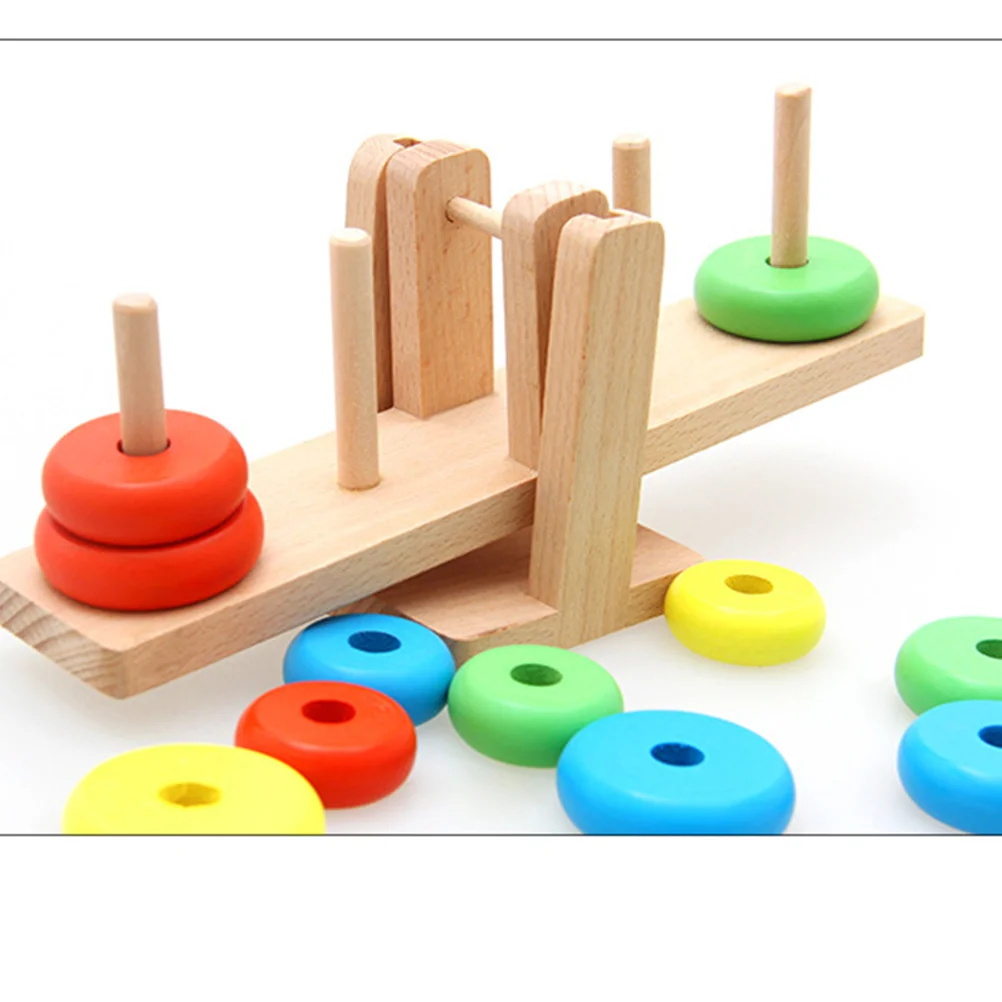 Juego de apilamiento de arcoíris creativo para niños, juguete circular, bloques de construcción, torre de payaso, juguetes educativos de bloques de equilibrio de madera