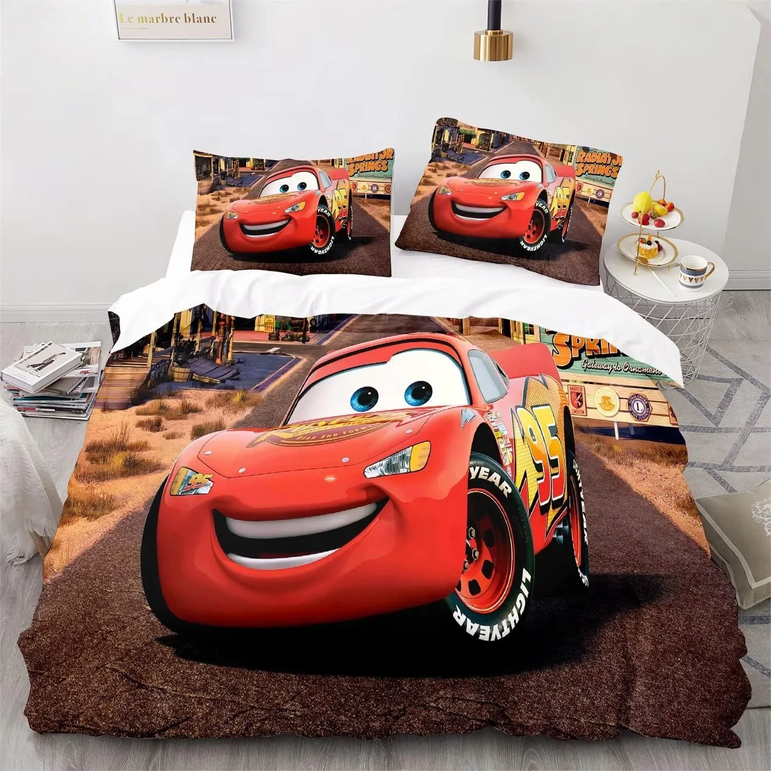 Disney lightning McQueen car duvet cover pillowcase, bedding set car duvet cover, boy girl Disney duvet cover gift