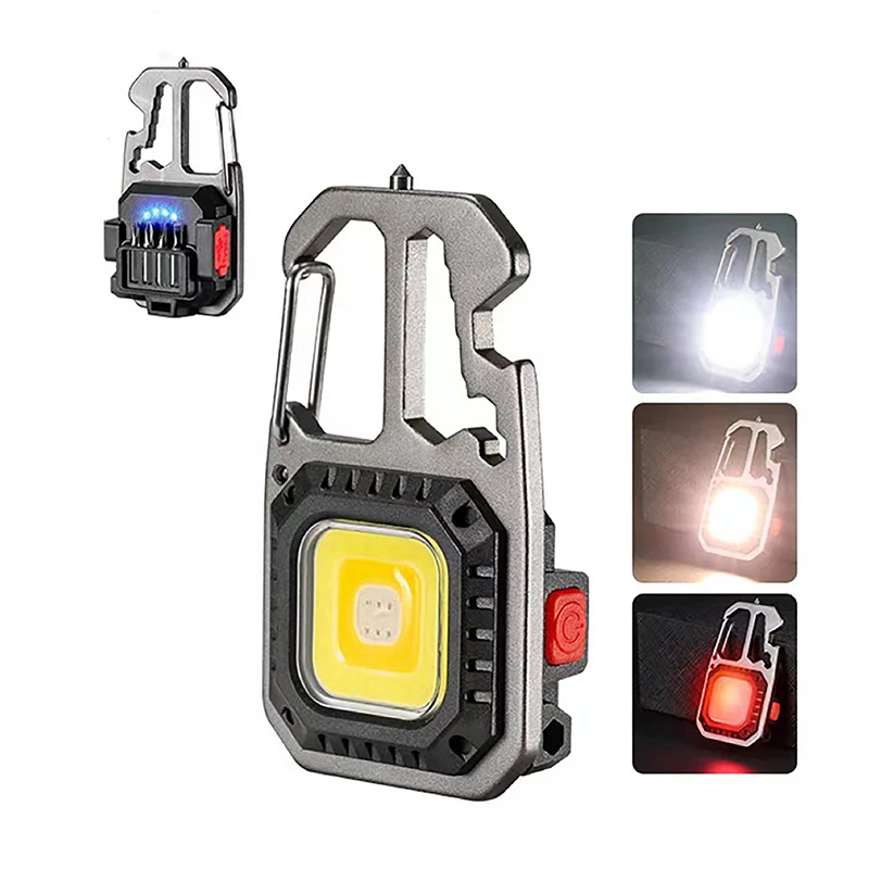 Mini LED Keychain Portable Work Light Pocket Flashlight USB Outdoor Camping Lamp Powerful Torch Emergency Flashlight