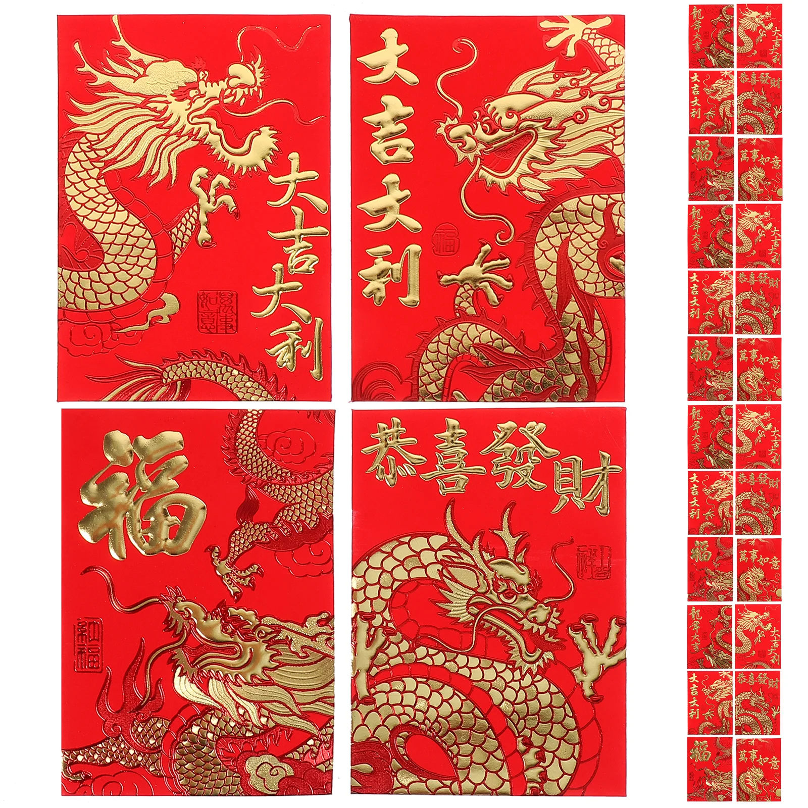 

60pcs Envelope Bags Paper Made Chinese Style New Year Packets Money Storage Chinese Style Red Envelopes Spring Festival