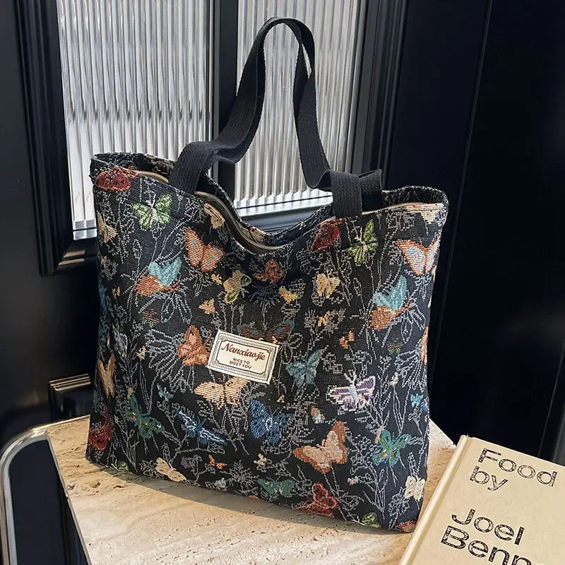 سعة كبيرة فراشة حقيبة قماش قنب 2025 ركاب جديد حمل حقيبة للنساء Instagram موضة نزهة حقيبة كتف واحدة الأم