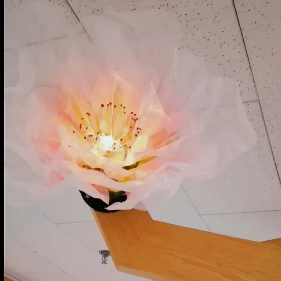 

Large electric opening and closing handmade flower lamp paper art silk mesh flower automatic peach blossom scene beauty device
