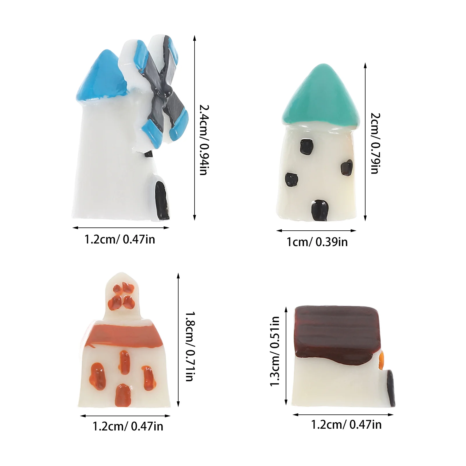 4 stuks Micro Landschap Decoratie Kit Creatieve Mini Huis Ontwerpen voor Tuin Hars Ambachten DIY Dorpscène Ornament Klein