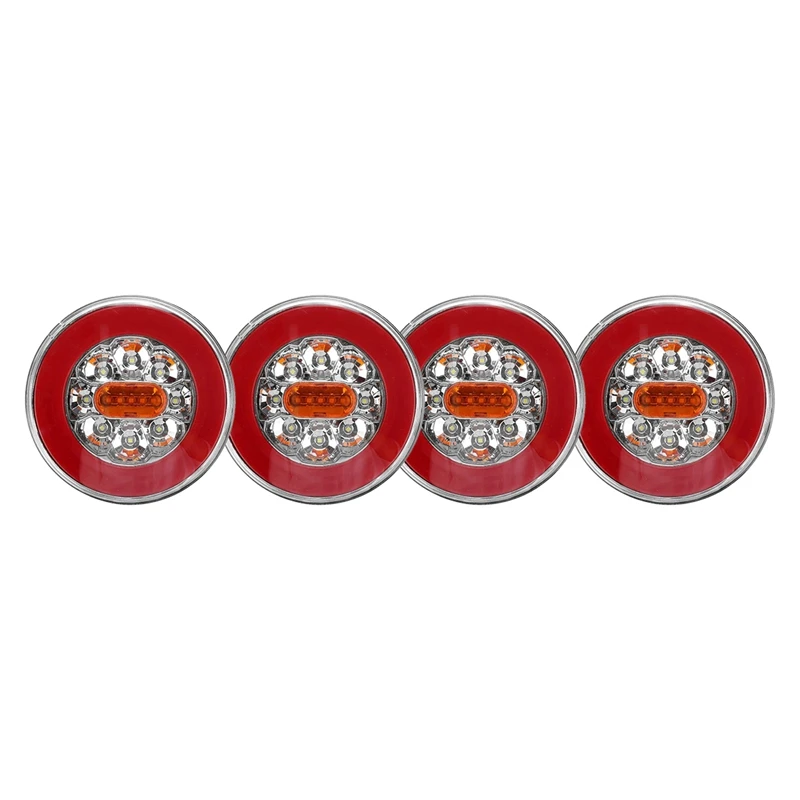 4PCS Truck LED Tail Light 12-24V 4-In-1 Trailer Dynamic Tail Light LED Brake Signal Light For Car Trailer Truck RV Bus