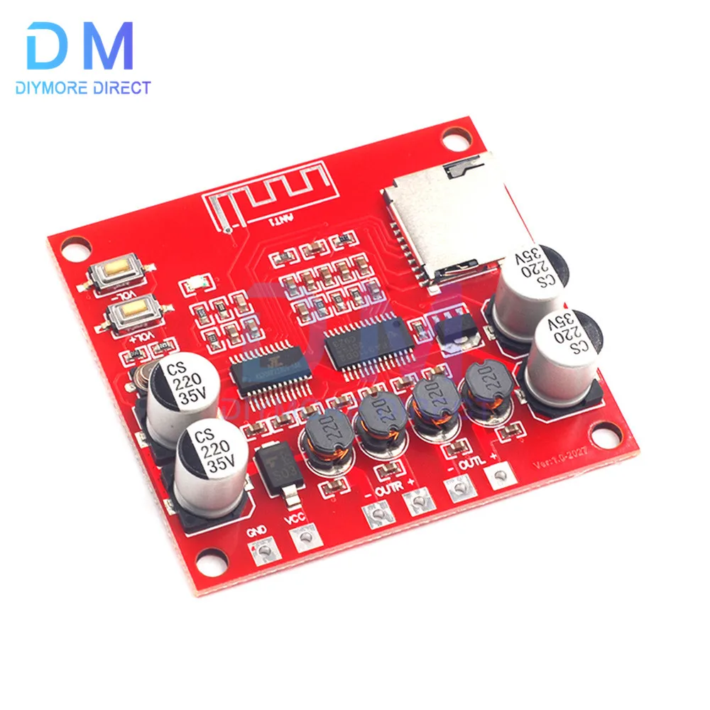 XH-A233 15W X 2 Bluetooth 4.2 Digital Power Amplifier Board Stereo TF Card Play 12v-24v Audio Amp
