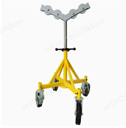Roller retractable height adjustable pipe bracket with wheel four support with heavy pipe bracket support