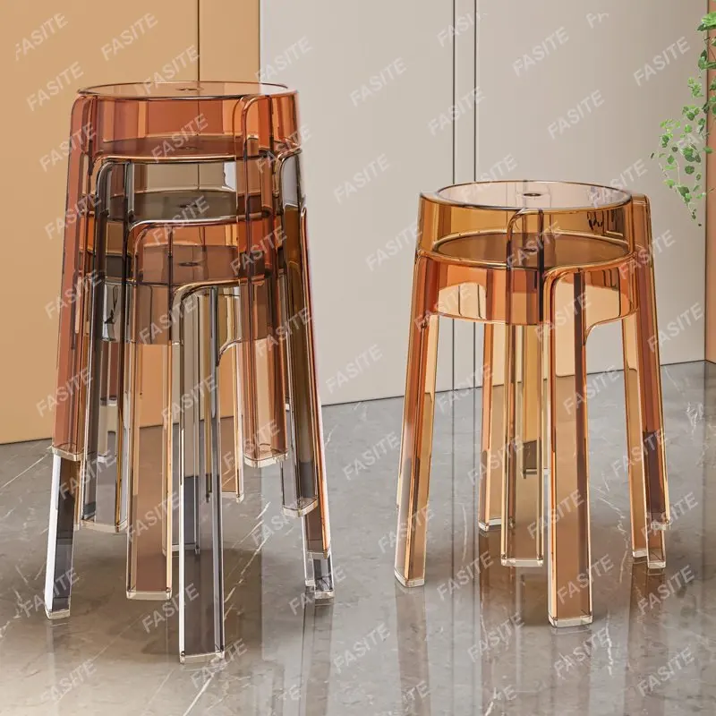 

Plastic stool dining table chair living room acrylic chair luxury round bench