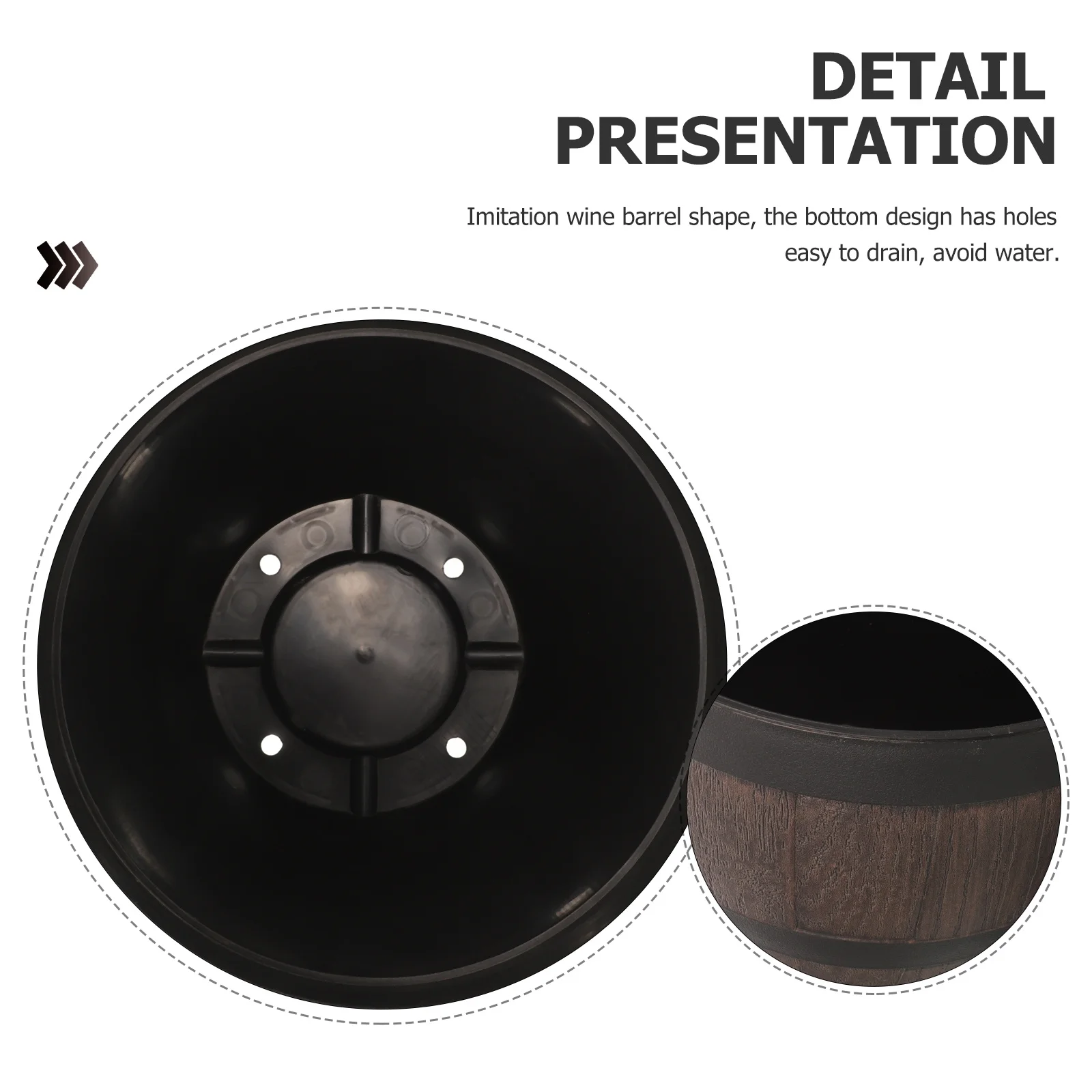 

Large Barrel Planter Plastic Plant Pot for Garden Succulents Cacti Vegetable Growing Flower Pots Patio Planters