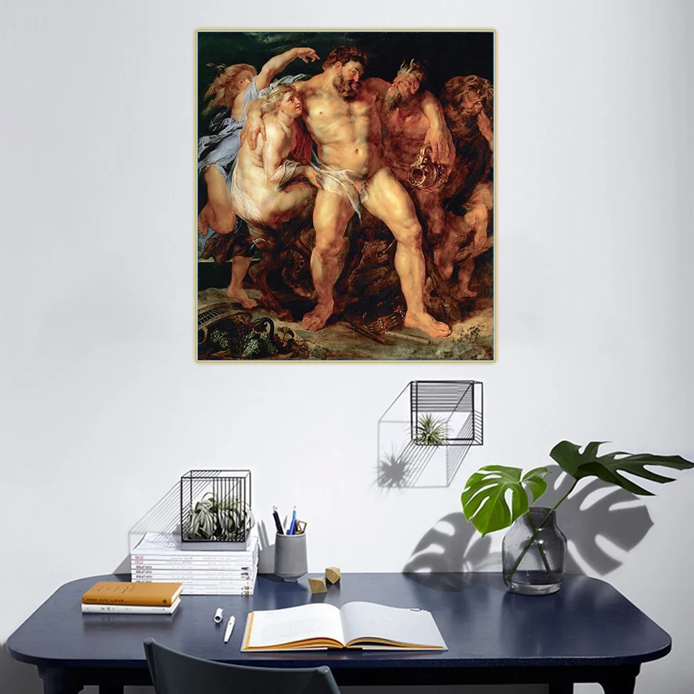 Citon Peter Paul Rubens《The Drunken Hercules》Canvas Art Oil Painting Artwork Poster Picture Wall Decor Home Interior Decoration