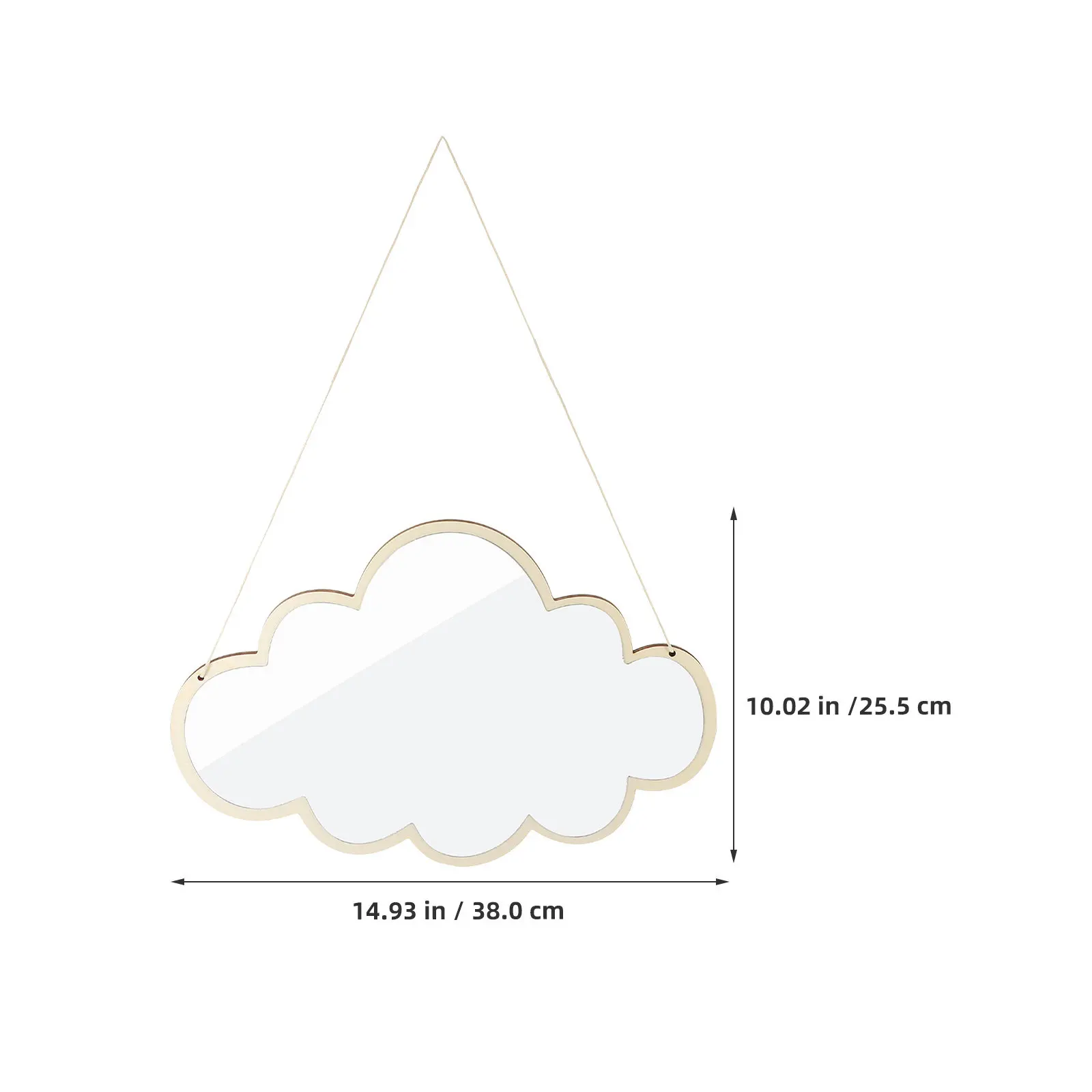 2Pcs Cloud Shape Shatterproof Acrylic Mirror with Natural Wood Frame Modern Wall Mounted Bathroom Bedroom Nursery Decorative