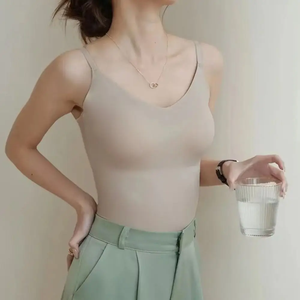Fashion V-Neck Camisole Vest Slim Fit Sexy Design Summer Top Strappy Inner Layer Top Summer 4