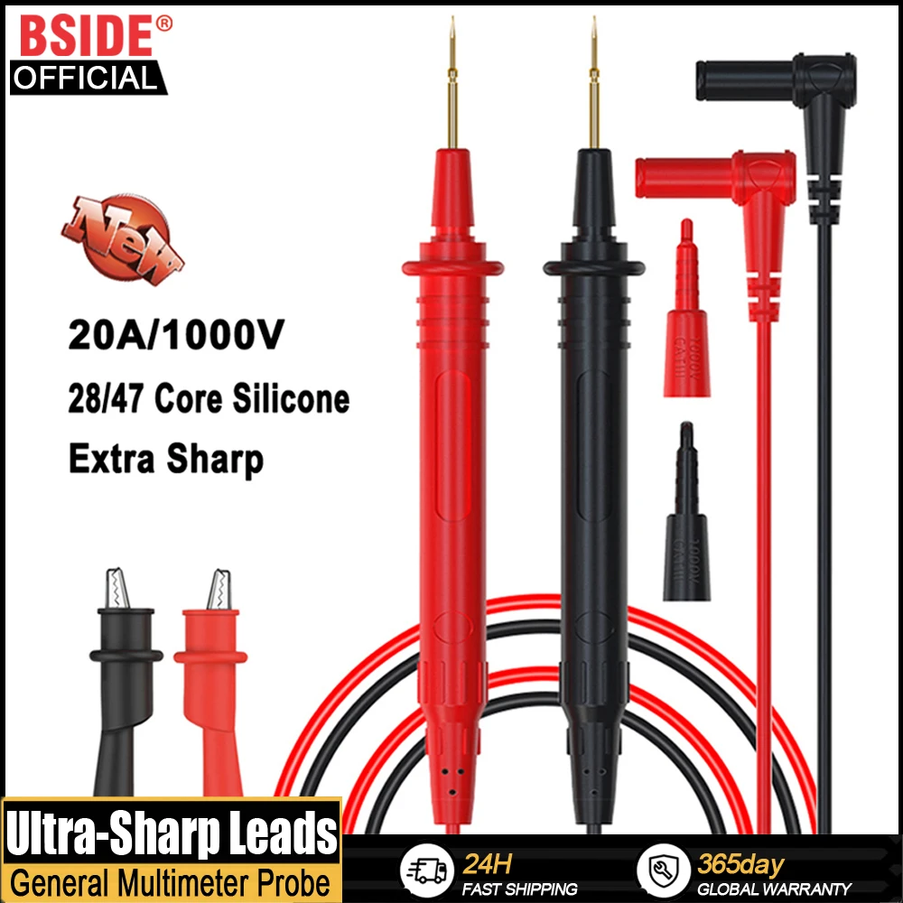 BSIDE Ultra-Sharp Multimeter Probe Test Leads Alligator Clip Wire High Quality Insulated Line DIY Tester Cable General purpose