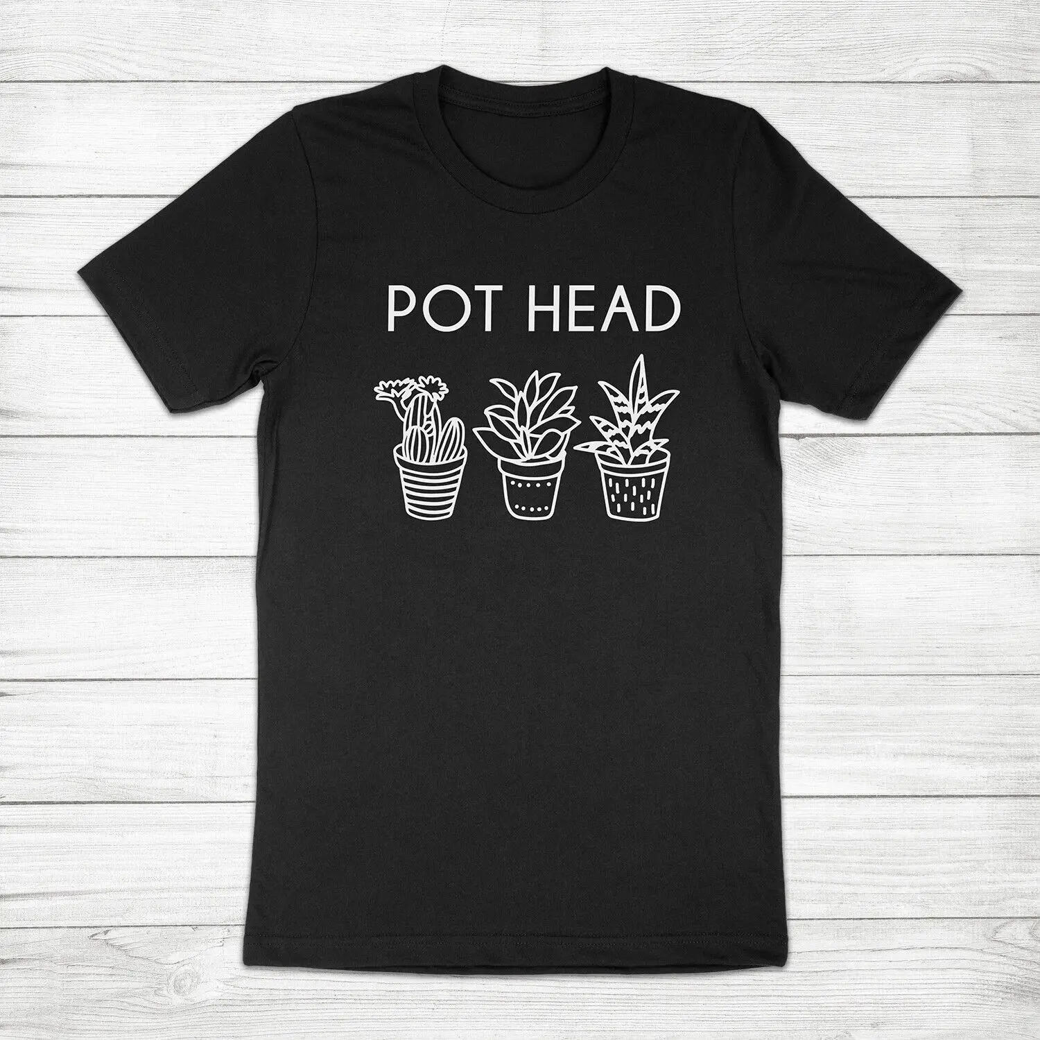 Pot Head Plant Mom Funny Gardening Pun Succulent Lover Gift Unisex Tee T-Shirt