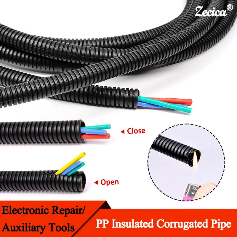 

PP Insulated Corrugated Tube AD7.5mm ~ 34.5mm Auto Line Pipe Harness Motor Electrical Wire Threading Plastic Protection Sleeve