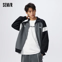 Semir Jacket Men 2023 Spring New Outdoor Leisure Sports Stand Collar Antibacterial Knitted Jacket