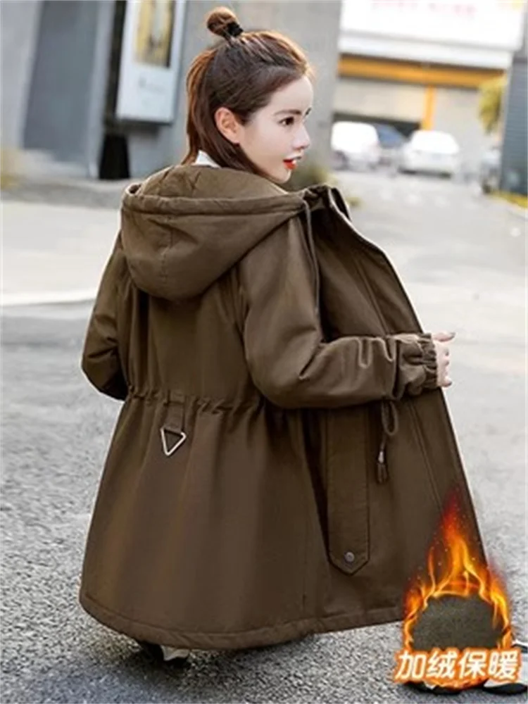 Pai Overcomes Cotton-padded Women's Autumn and Winter 2023 New Cashmere Warm Sleeved Long Medium Length Cotton-padded Jacket