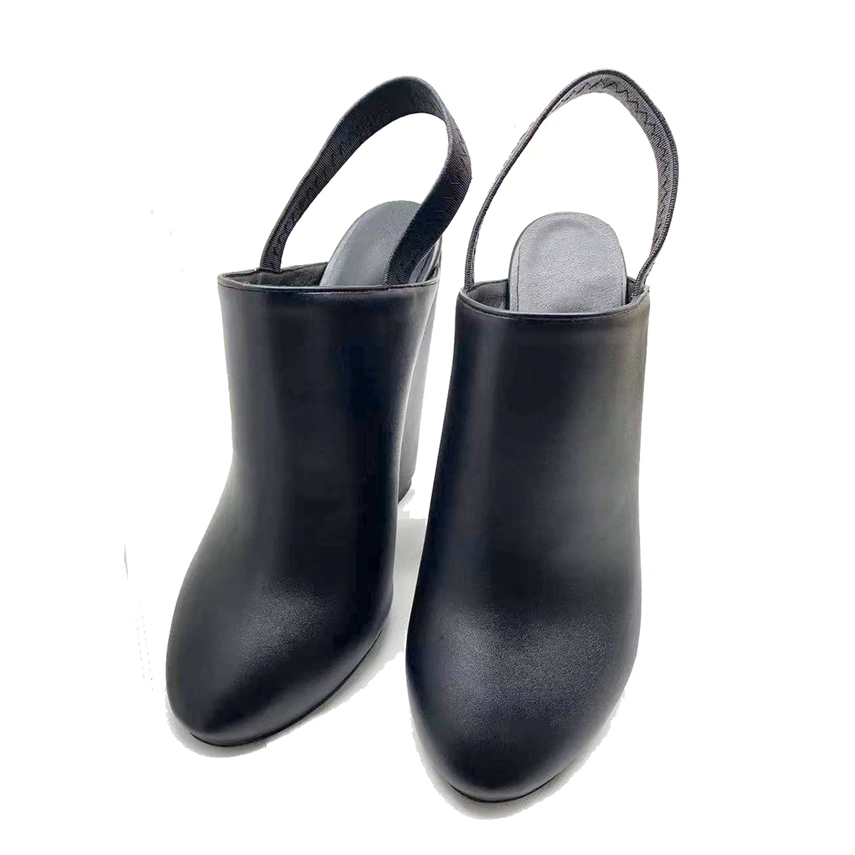 Women’s Black Wedge Sandals Round Toe Back Strap High Heels Comfortable Summer Party Casual Shoes