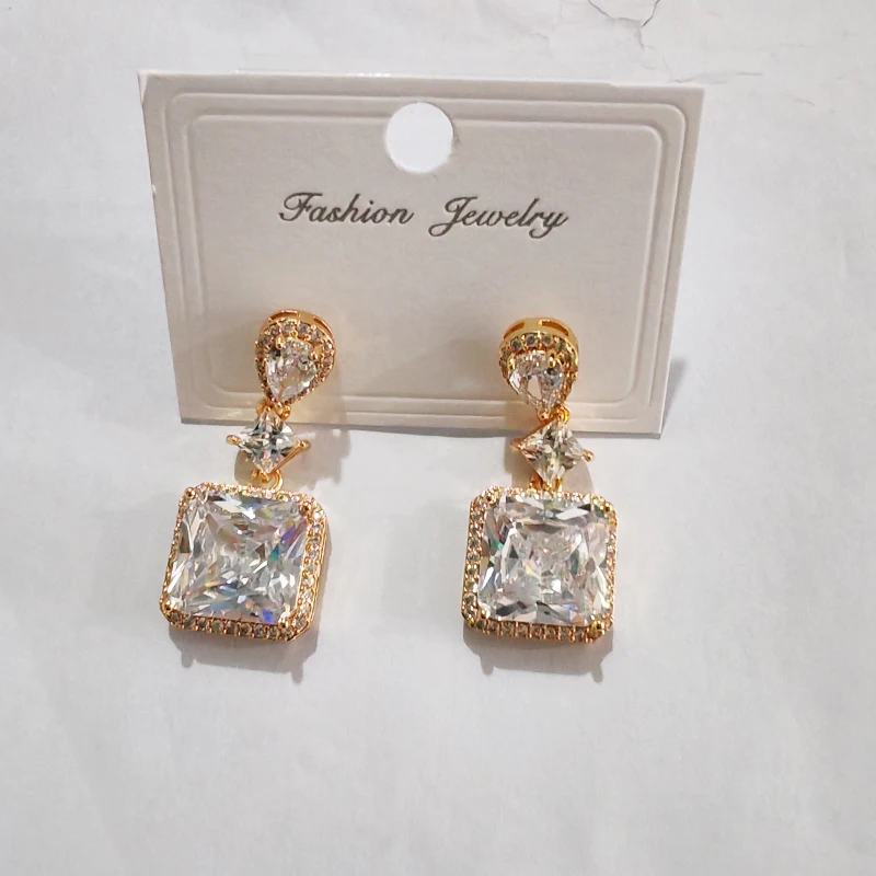 

brass material 18 k gold plated diamond zircon long designer new fashion luxury unique cute high quality drop earring