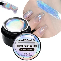 NOWOŚĆ Srebrny laserowy metaliczny żel do paznokci do paznokci Holograficzne lustro Soak Off Metal Gel Polish Paint Żel do paznokci M SalaamF AduqqN AduILS