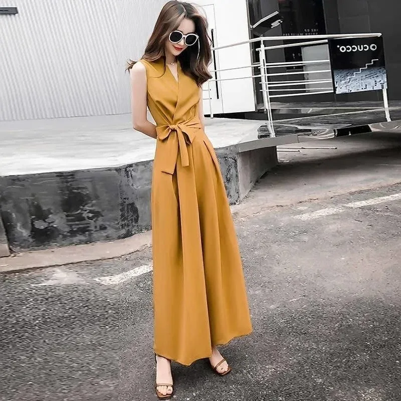 Women's 2025 Summer New BodySuit High Waist Trousers Casual Slim Fit Jumpsuits Wide Leg Pant Romper for Women Overalls Clothing