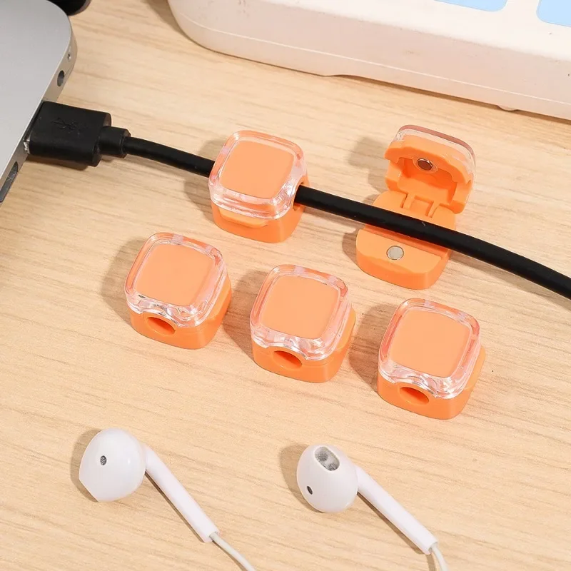 5-1Pcs Magnetic Cable Clips Smooth Adjustable Under Desk Cable Management Wire Cord Self Adhesive Tape Home Office Storage Tools