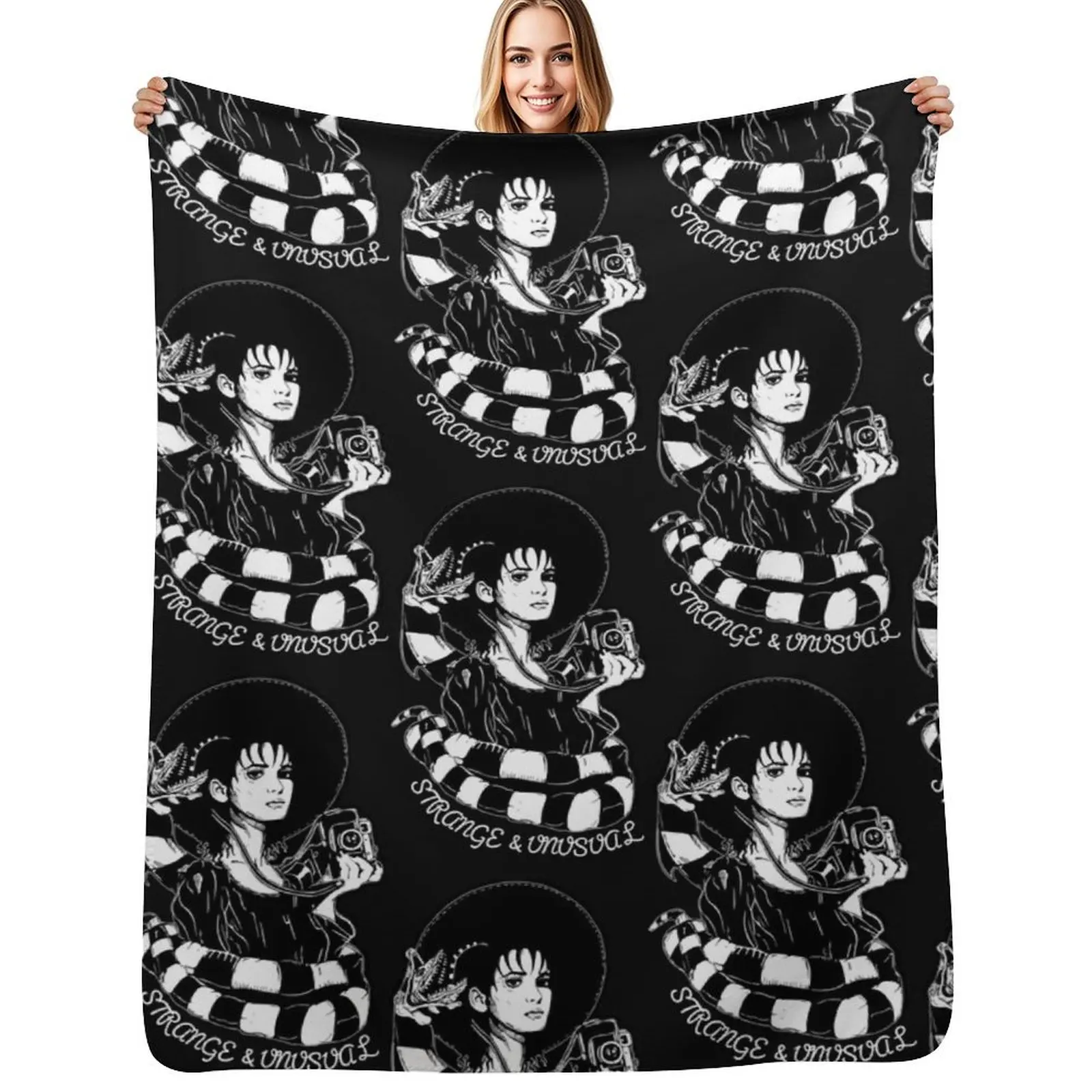 Lydia Deetz Strange and Unusual Gothic Throw Blanket Sofa Throw Soft Plaid Hairy anime Kid'S blankets and throws Blankets