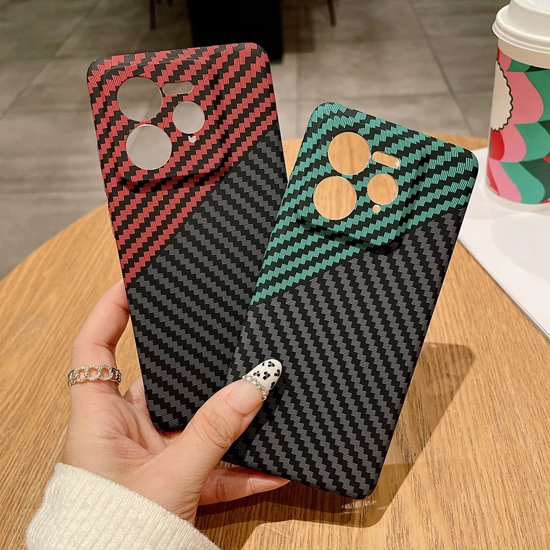 For Realme GT 7 Pro Phone Case Luxury Carbon Fiber Texture Cover Realme GT5 Pro Hard PC Matte Back Shell Coque Oppo Realme GT 6