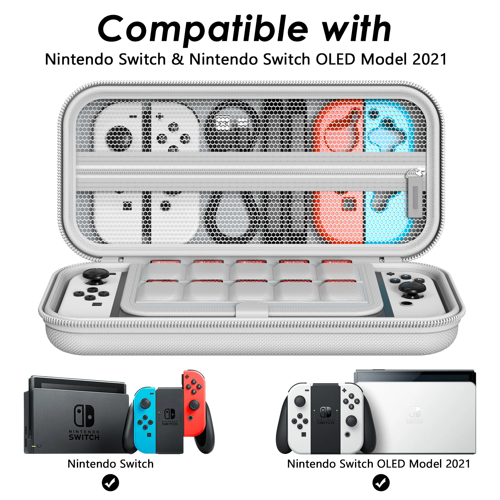 Estuche de transporte Compatible con Nintendo Switch y Nintendo Switch modelo OLED, estuche portátil de viaje para accesorios y consola