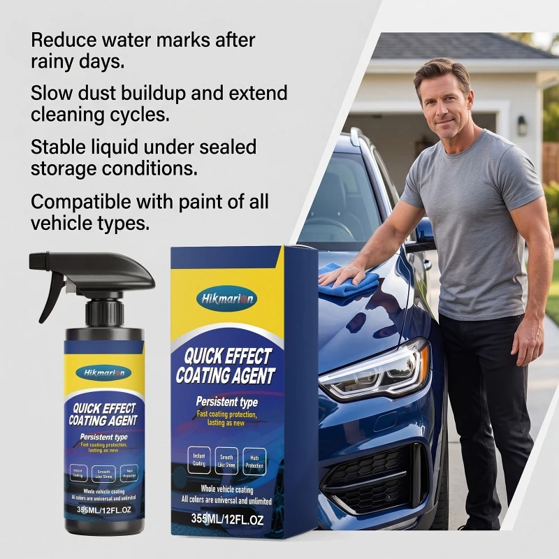 Quick Effect Coating Agent 355ML for Vehicle Exterior Upkeep, Water Beading Paint Gloss Care, Easy Wipe for Cars