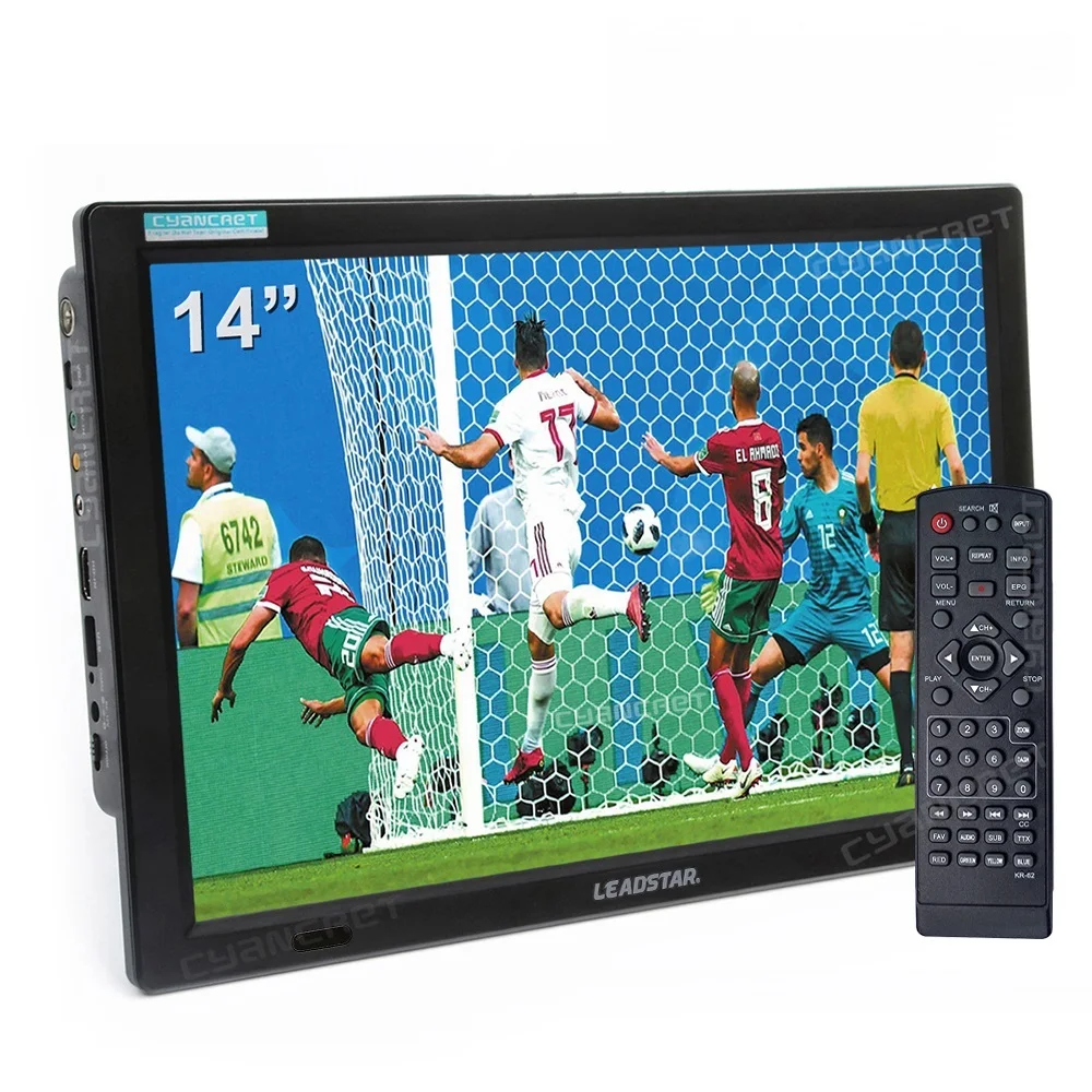 

Top D14 14 Inch HD Portable TV DVB-T2 ATSC Digital Analog Television Mini Small Car TV Support MP4 AC3 HDin Monitor for PS4