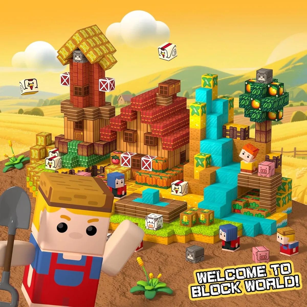 새로운 자석 블록 마그넷 큐브 픽셀 스타일 브릭 장난감 보관함 뚜껑 포함 피규어 장난감 보관 가능 남아 여아 어린이 2025 선물