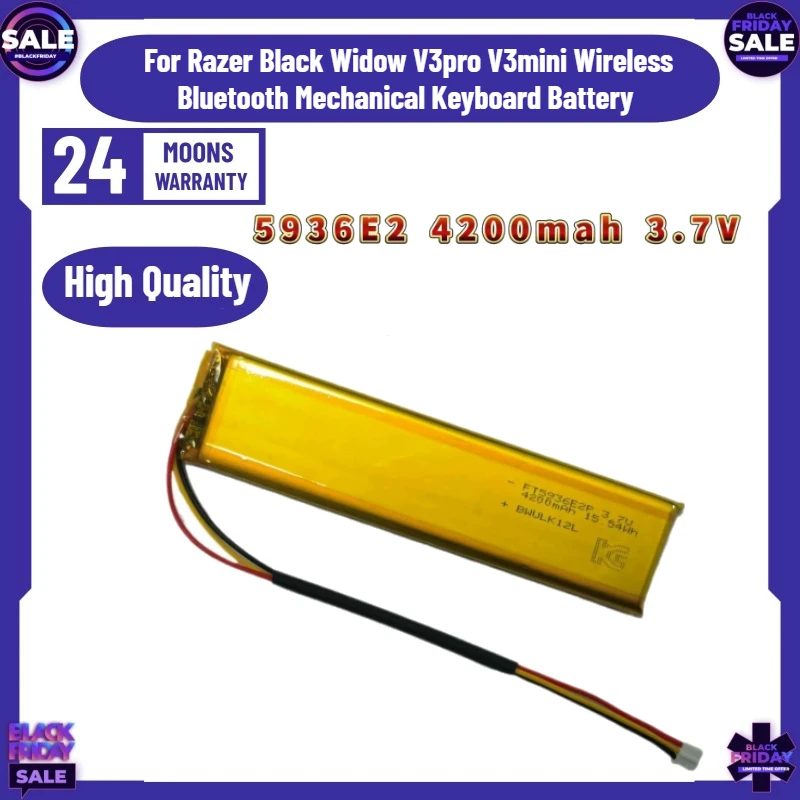 High-quality Rechargeable Battery for Razer Black Widow V3pro V3mini Wireless Bluetooth Mechanical Keyboard Battery 5936E2