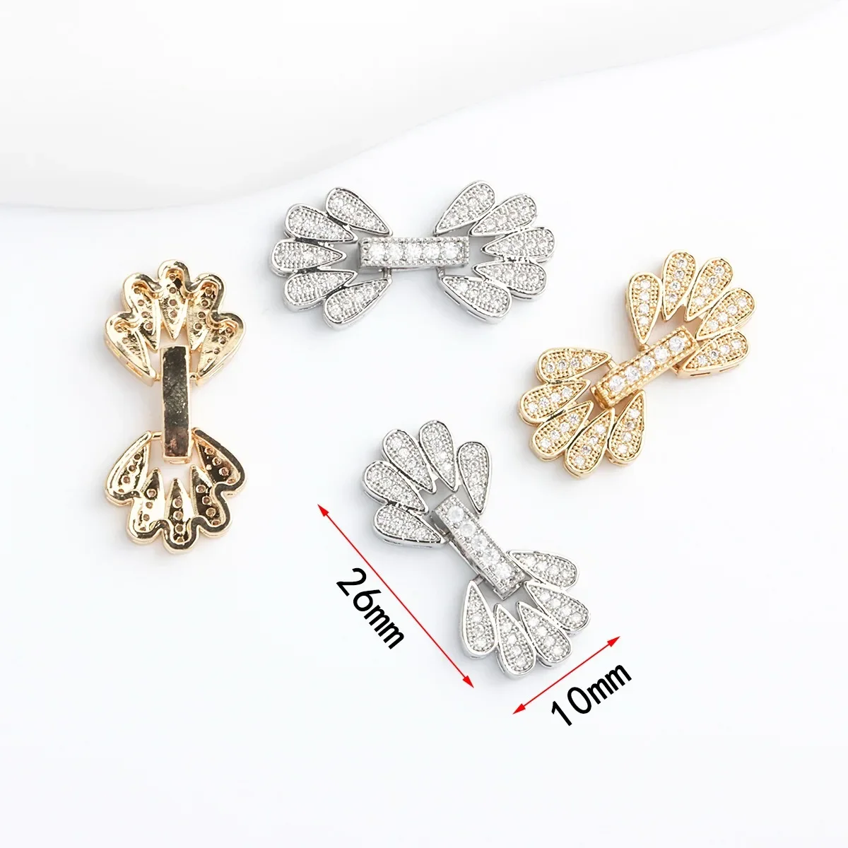 18K Real Gold Plated Micro-inlaid Water Drop Petal Buckle, Necklace Bracelet Button Head End Buckle DIY Accessories