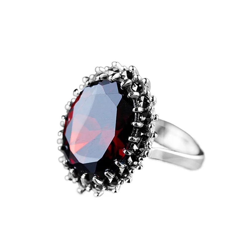 BOCAI S925 pure silver ornaments Thailand Thai silver technology claw with ms garnet ring Woman\'s silver ring