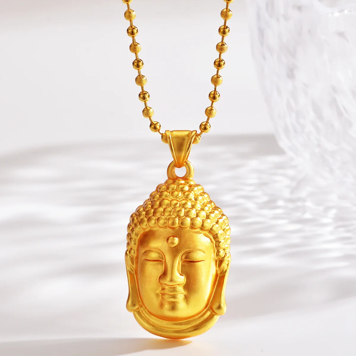 AU999 gold Buddha head necklace pendant for men and women, domineering boss chain, 24k pure gold necklace, real gold pendant