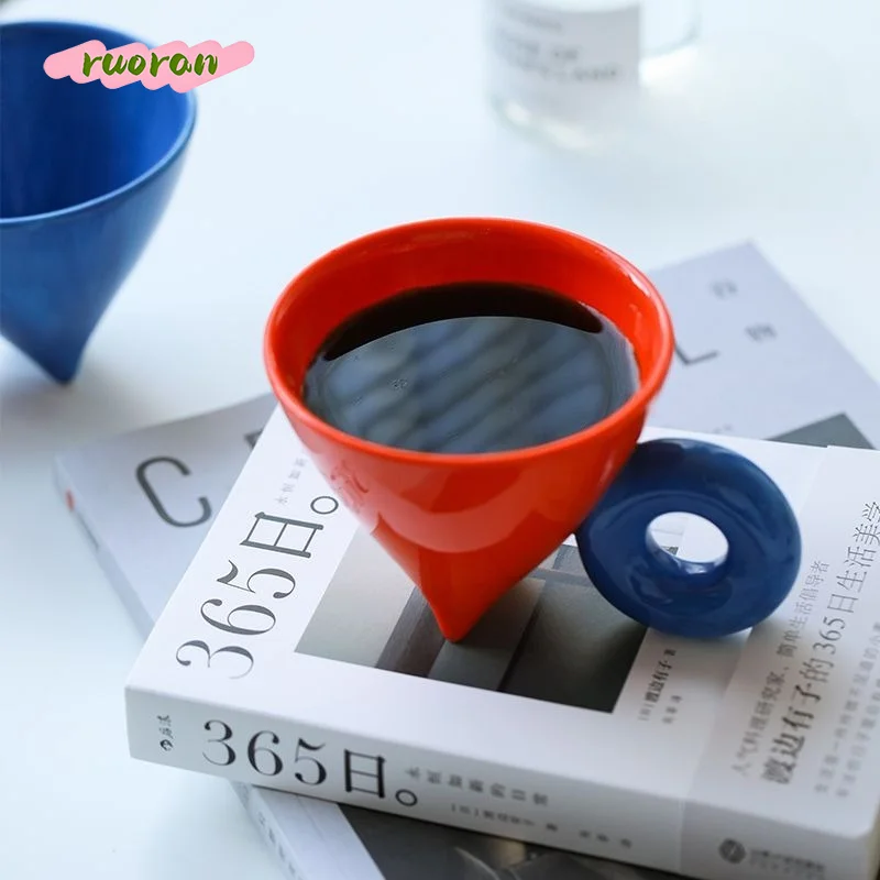 Ceramic Conical Coffee Cup Collins Style Pour Over Creative Dining Cup Japanese Fulcrum Design Light Luxury Milk Tea Mug