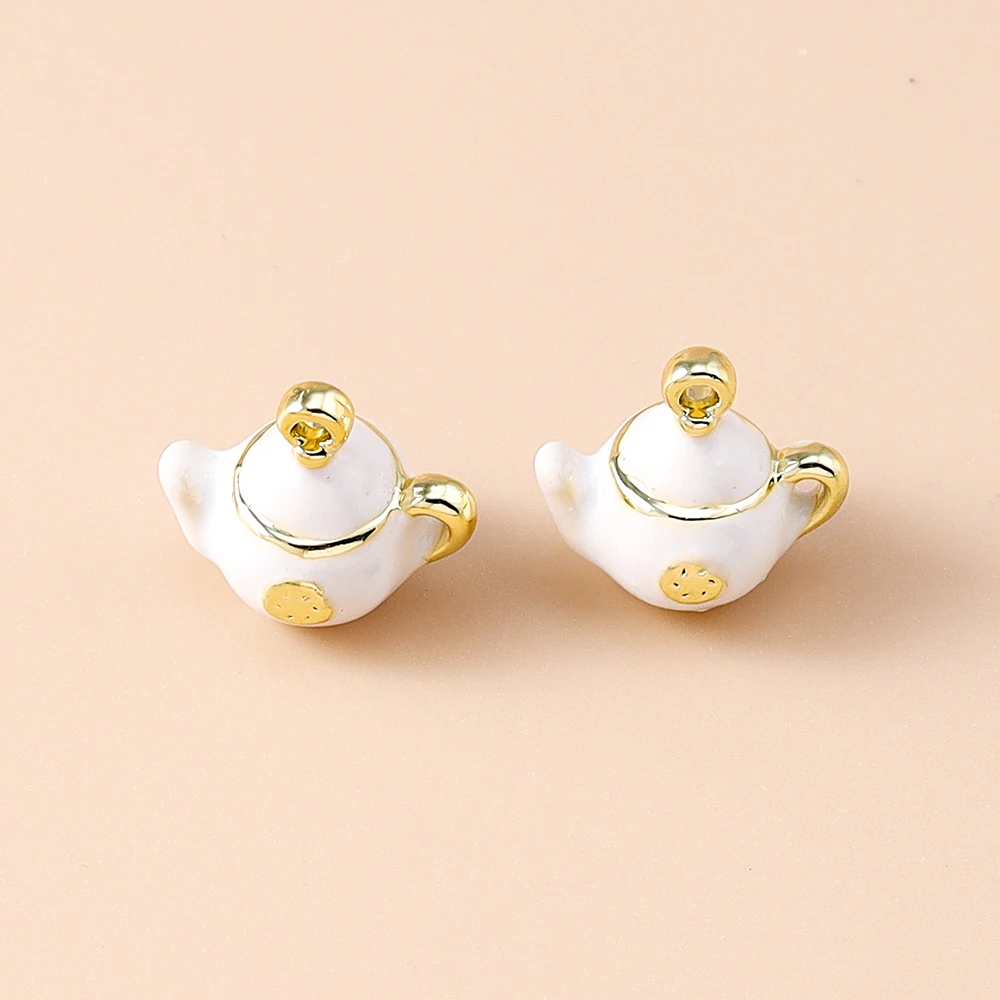 5 Stück Niedliche Lebensmittel-Anhänger aus Legierung: Kuchen, Kaffeetasse, Brot für Schmuckherstellung, Ohrringe, Halsketten, DIY-Bastelbedarf – Detail 17