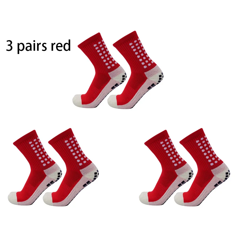 Chaussettes coordonnantes en coton pour hommes, 3 paires, anti-dérapantes, pour le football