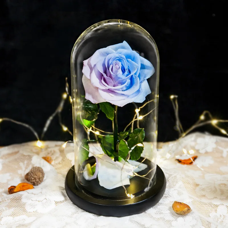 Diameter=9cm Different Height Glass Dome Vase Home Deocration Luminous Black Base Transparent Cover Wedding Prop Birthday Gift