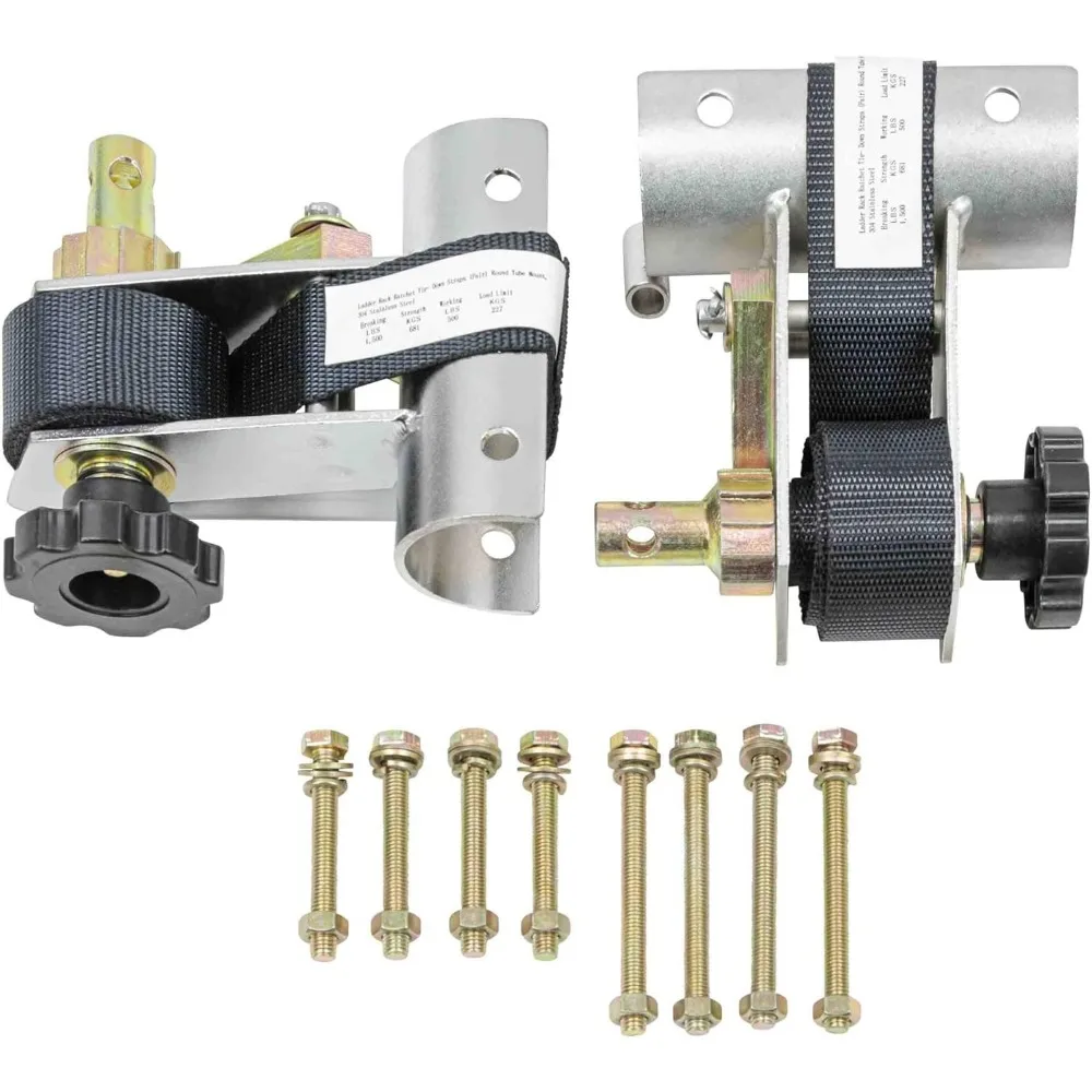 Mytee 2er-Pack 1,5 x 7 Zoll Leitergestell mit Ratschen-Spanngurte, runde Rohrhalterung, Edelstahl 304