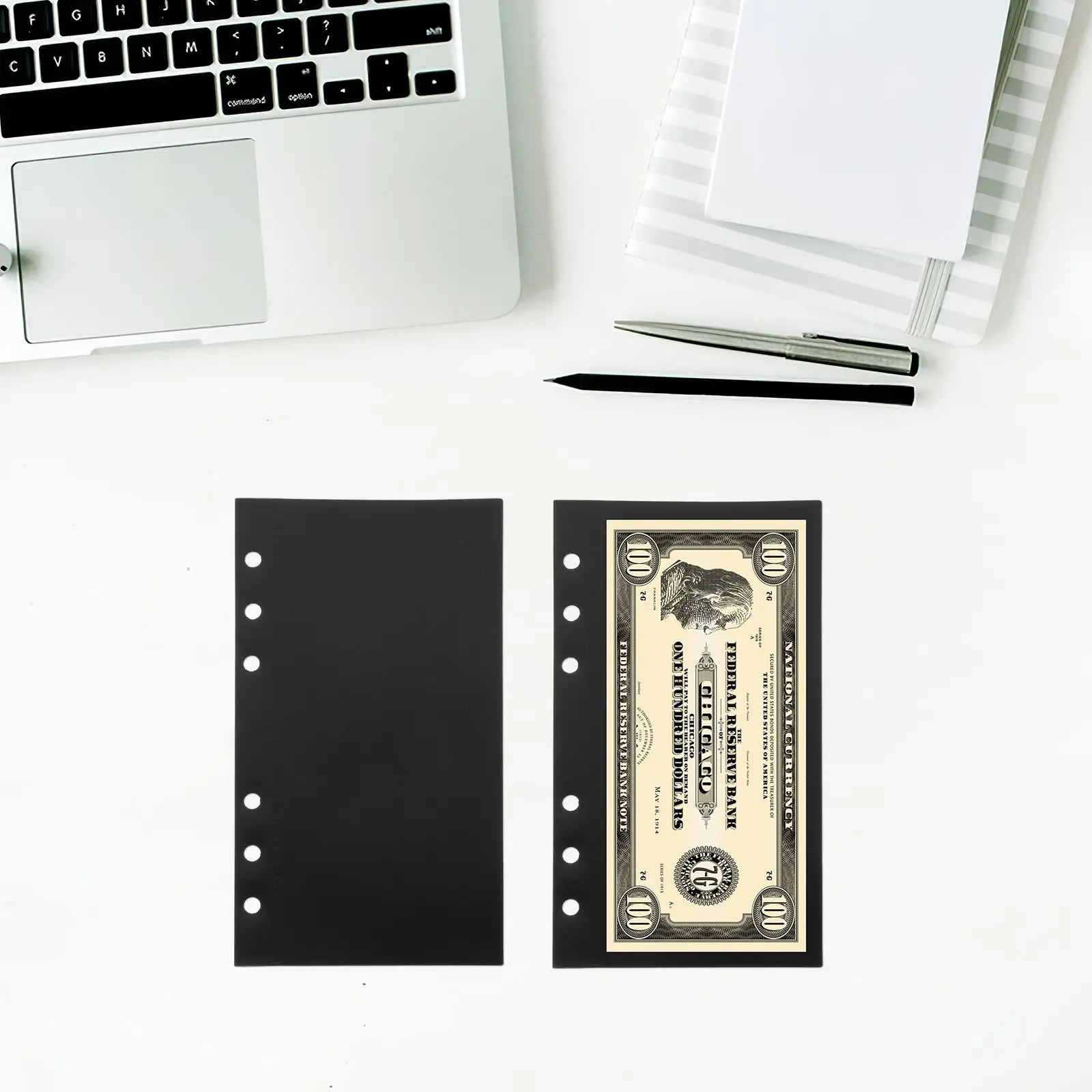 5 Binder Insert Pages Blue PP Replaceable Pocket Notebook Accessories for Receipts Storage Daily Use Loose Leaf