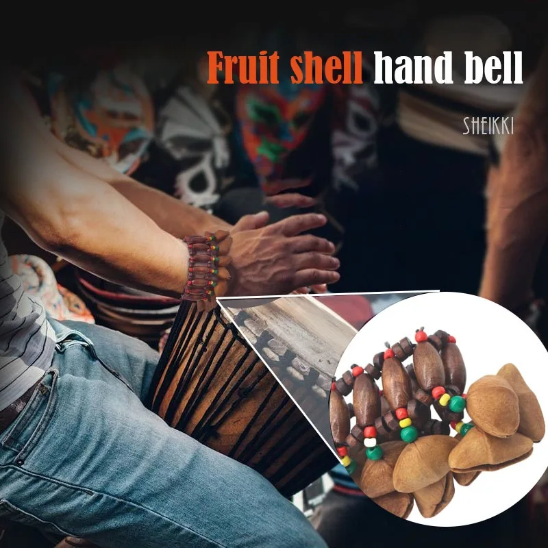 Fruit Shell Hand Bell Musical Instrument with Jingle Bells Percussion Instruments Hand Bells Children's Meditation Accessories