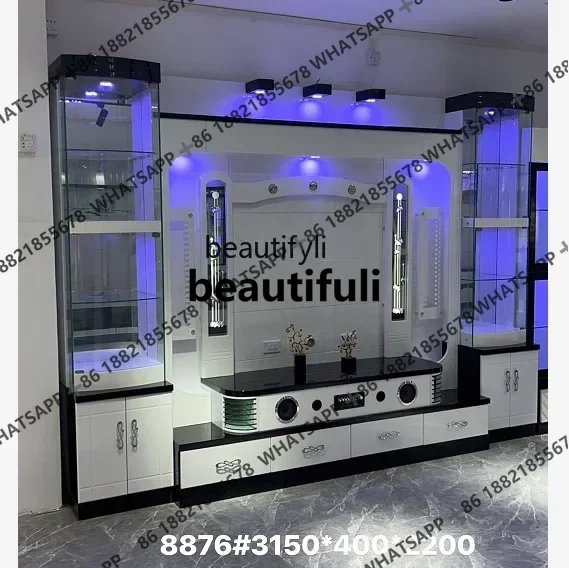 Multifunctional Storage TV Cabinet MDF Combined Wall Cabinet Economical Household Living Room TV Stand Furniture