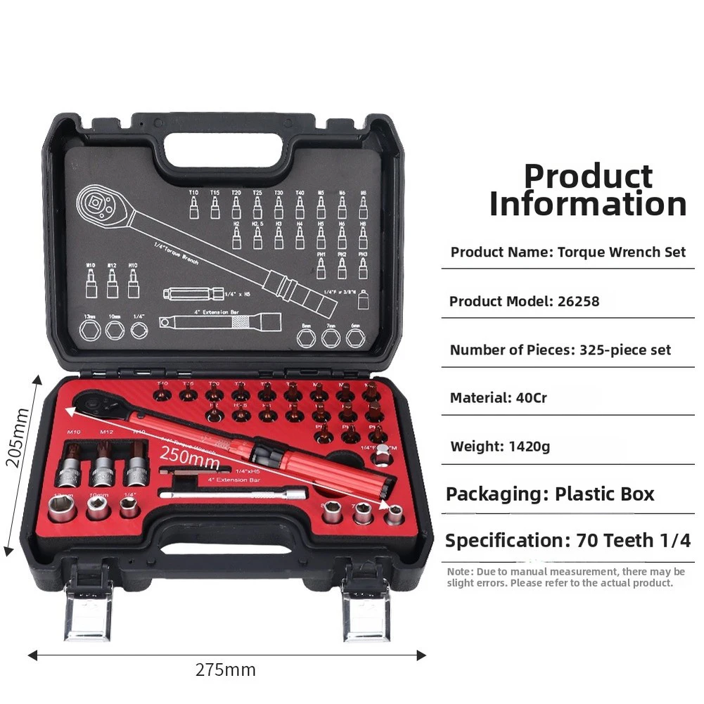 72 Tooth Adjustable For Torque Wrench Set 1/4 Inch 2-24Nm High Ratchet Tool Kit For Automotive Bike Motorcycle Repair