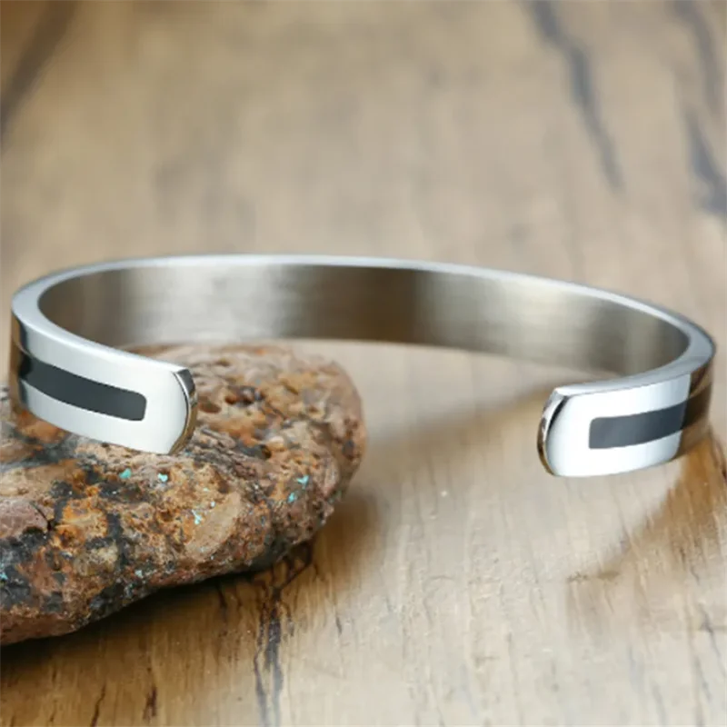 Stainless Steel OM Ohm Aum Hindu India Yoga Cuff Bangle for Men Silver-color Buddhist Religion Open Cuff Bracelet Punk Jewelry