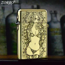 Unique Retro Brass Flint wicks Lighter Vintage Refillable Kerosenes Lighter EDC Oil Lighter for Cigarettes Spring-loaded