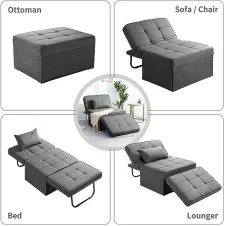 Multifunctional Folding Footrest Bed Modern  Adjustable Backrest Sleeping Sofa Bed Suitable For Living Room Apartment