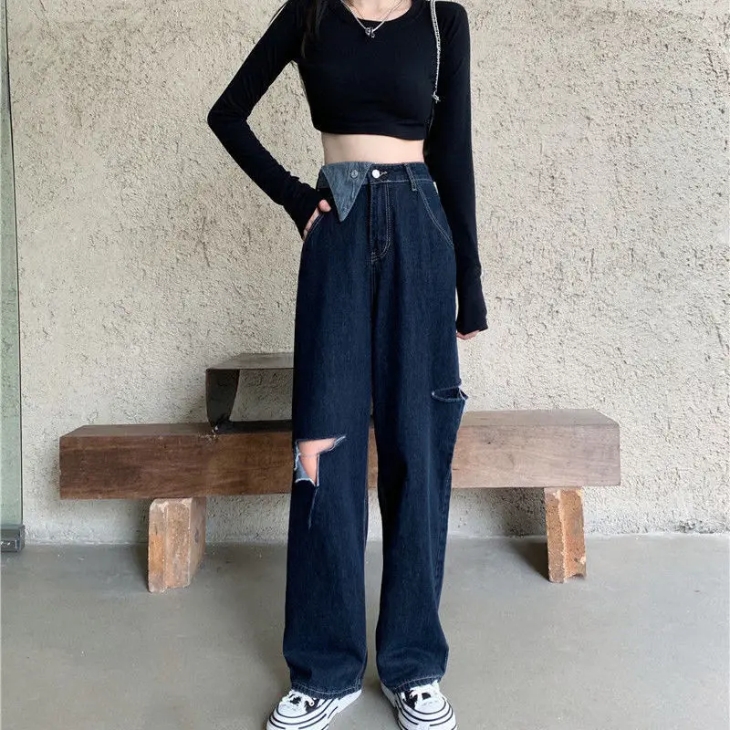 

Flared Jeans For Women Studded Rivet Chain Bead Tassels Sequin Pearl Female Denim Fashion Gothic Punk Emo Goth Alternative