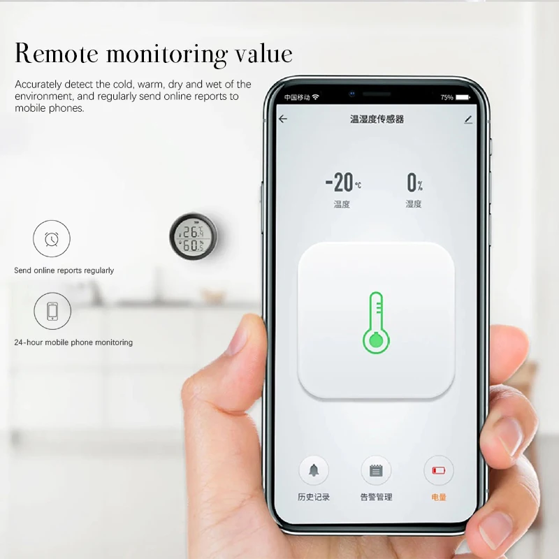 Termometro digitale Standby lungo Sensore intelligente di temperatura e umidità alimentato a batteria Igrometro da interno Tuya